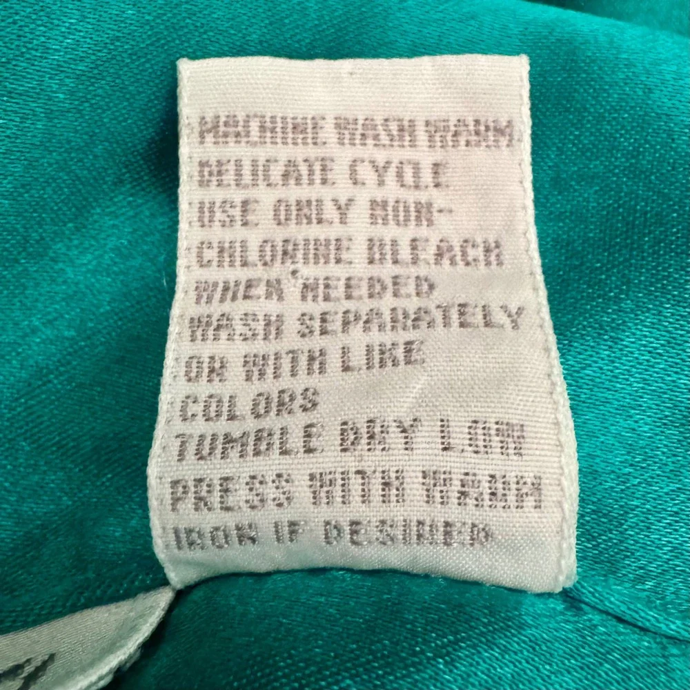 Softly Nightshirt Women Medium Teal Green Excellent Vintage 80s 90s Satin Button